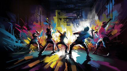 Wall Mural - colorfull art of hip-hop dance