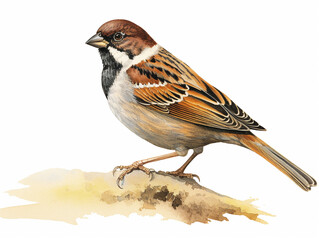 Wall Mural - A Naturalist Illustration of a Sparrow | Generative AI