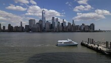 Boa Sails To The Pier. Hudson Riverfront. New York City Panorana