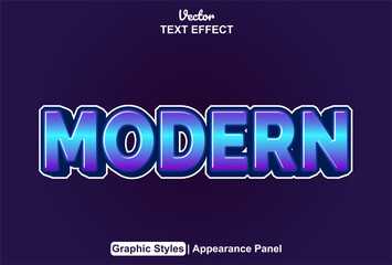 Fototapete - modern text effect with blue color graphic style and editable.
