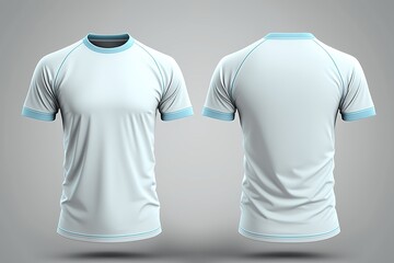 Wall Mural - Light Blue T-Shirt Short Sleeve Men's. For mockup ( 3d rendered / Illustrations) front and back