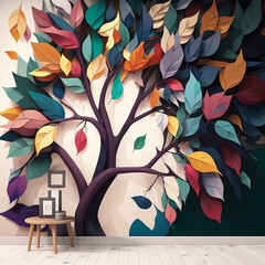 Wall Mural - colorful tree with leaves