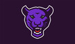 © kostymo - Panther mascot logo. Wild animal head logo with grin. Badge, sticker of a panter for a team, sports club. Isolated vector illustration