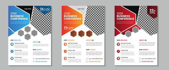 Business conference flyer design template. Modern business conference flyer and online business conference flyer or poster design template. Conference flyer and invitation banner template design.