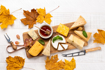 Wall Mural - Various cheese on board