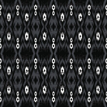 Beautiful Figure Tribal Ikat Geometric Ethnic Pattern Traditional Background.black,white Tone.Aztec Style Embroidery Abstract Vector Illustration.design For Texture,fabric,clothing,wrapping.