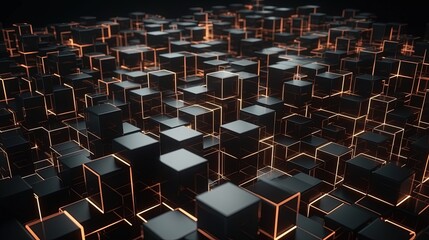 Wall Mural - Abstract 3d rendering of cubes, Futuristic background, Network concept.Generative Ai