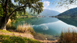 Fototapeta Na ścianę - amazing landscape of lake Endine in spring morning, Italy