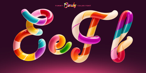 Fototapete - Set of colorful font made in shape of a sweet candy. Created using generative AI technology.