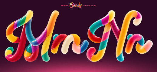 Fototapete - Set of colorful font made in shape of a sweet candy. Created using generative AI technology.