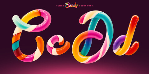 Fototapete - Set of colorful font made in shape of a sweet candy. Created using generative AI technology.