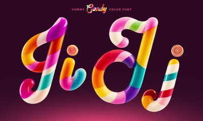 Fototapete - Set of colorful font made in shape of a sweet candy. Created using generative AI technology.
