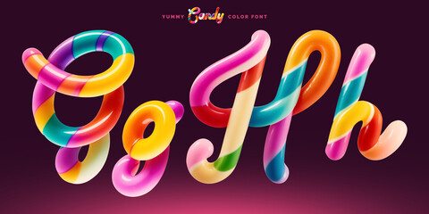 Fototapete - Set of colorful font made in shape of a sweet candy. Created using generative AI technology.