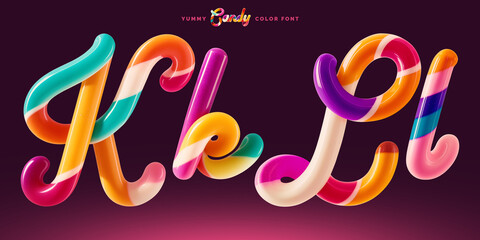 Fototapete - Set of colorful font made in shape of a sweet candy. Created using generative AI technology.