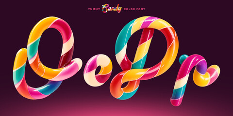 Fototapete - Set of colorful font made in shape of a sweet candy. Created using generative AI technology.