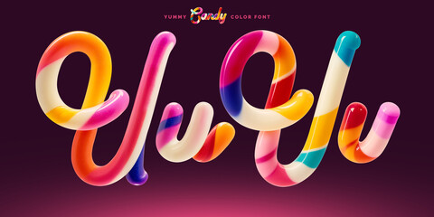 Fototapete - Set of colorful font made in shape of a sweet candy. Created using generative AI technology.