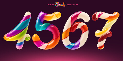 Fototapete - Set of colorful font made in shape of a sweet candy. Created using generative AI technology.