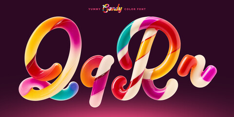 Fototapete - Set of colorful font made in shape of a sweet candy. Created using generative AI technology.