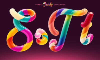 Fototapete - Set of colorful font made in shape of a sweet candy. Created using generative AI technology.