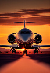 Wall Mural - Business jet airplane on runway ready for take off Generative AI