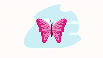 Poster - cute pink butterfly flying animation