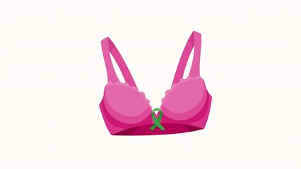 Sticker - pink female bra with ribbon animation