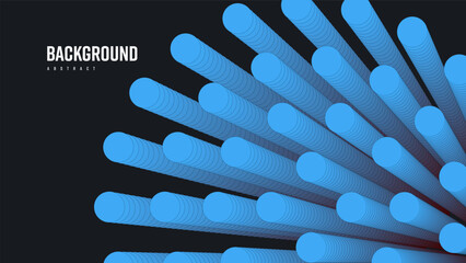 Poster - Vector illustration of abstract blend shape, gradient round blue lines, sound wave 3d, geometric elements on black backdrop.