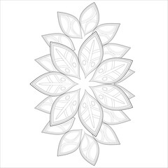 Wall Mural - Colouring Page for Adult for Fun and Relaxation. Hand Drawn Sketch for Adult Anti Stress. Decorative Abstract Flowers in Black Isolated on White Background.-vector