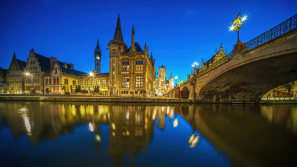 Wall Mural - View of  historic city of downtown Ghent, cityscape of Belgium