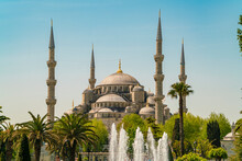 Sultan Ahmet Mosque With Blue Sky, Istanbul Turkey