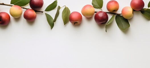 red ripe apple fruit branch banner background, Generative Ai