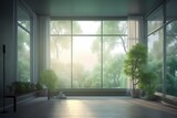 Fototapeta  - elegant living room green concept deseign with big windows generated ai