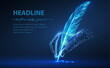 © CoreDESIGN - Feather in digital hand. Automatic text generator, AI writing, artificial intelligence copywriter