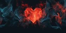 Abstract Background, Smoke Swirl Background In Heart Shape, Generative Ai