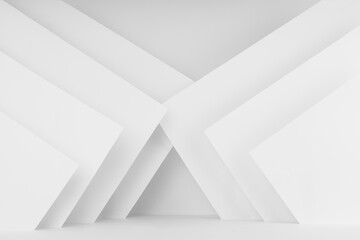 Poster - abstract white stage with pattern of stripes, corners of paper in minimal urban contemporary style, 