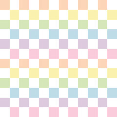Wall Mural - pastel seamless checker pattern in rainbow color, png illustration with transparent background.