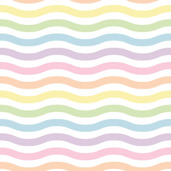 Poster - pastel seamless geometric wave stripe lines pattern in rainbow color, png illustration with transparent background