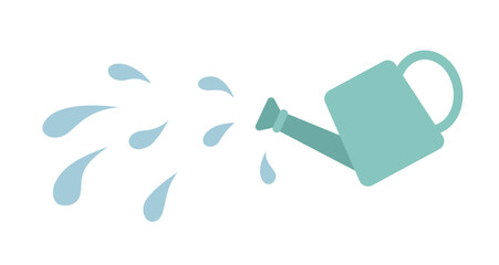 Fototapete - Watering can pouring semi flat colour vector object. Gardener equipment. Plants irrigation. Editable cartoon clip art icon on white background. Simple spot illustration for web graphic design