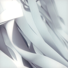 Leinwandbilder - Smooth wavy flow of white fabric stripes in the wind. Modern abstract background. 3d rendering digital illustration