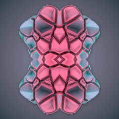 Aufkleber - 3d rendering digital illustration of a psychedelic three-dimensional symmetrical neon pattern