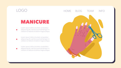 Wall Mural - Female hands getting a manicure process web banner or landing page