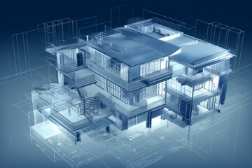 Poster - House blueprint 3d. Generate Ai