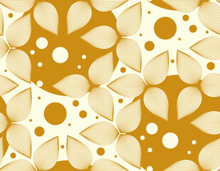 abstract floating leaves seamless pattern gold ivory