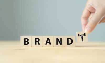 Wall Mural - build a strong brand, brand concept. .distinctive identity represents a company’s values and ideas t