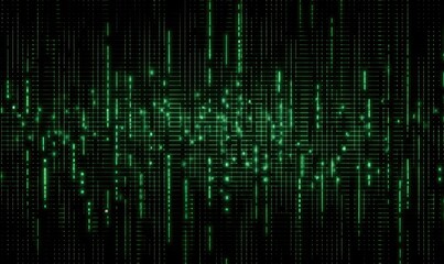 Binary matrix 1 0 bits green abstract background, generative AI