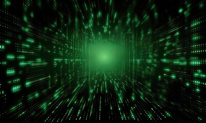 Poster - Binary matrix 1 0 bits green abstract background, generative AI