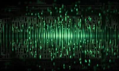 Poster - Binary matrix 1 0 bits green abstract background, generative AI