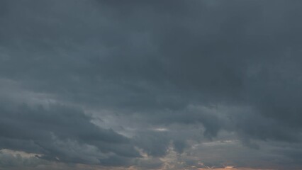Wall Mural - real time background overlay footage video dark cloudy overcast sky clouds for sky replacement. 4k c