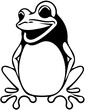 Black and white frog logo design, vector illustration of a froggy 