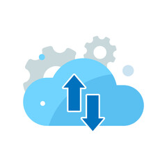 Poster - process of transferring data to the cloud server concept illustration flat design vector eps10. modern graphic element for landing page ui, infographic, icon